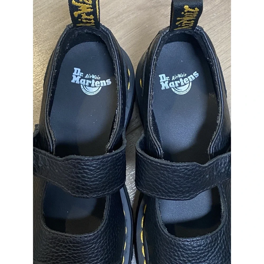 Dr. Martens Addina Flower Black Buckle Platform Mary Jane Shoes Women's US 5